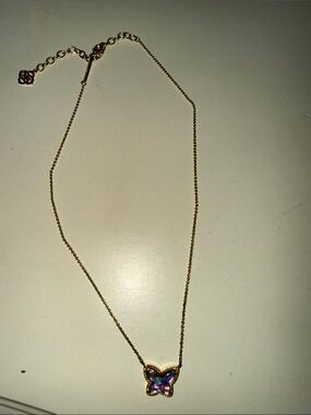 Kendra Scott Gold Butterfly Necklace with Purple Inlay